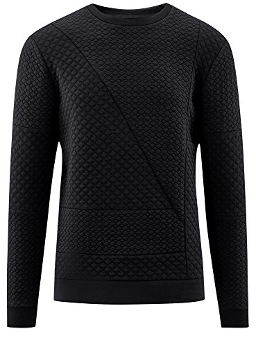 oodji Ultra Hombre Sudadera de Tejido Texturizado, Negro, ES 56 / XL