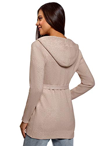 oodji Ultra Mujer Cárdigan de Melange con Capucha, Beige, ES 46 / XXL