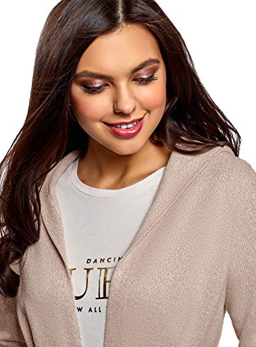 oodji Ultra Mujer Cárdigan de Melange con Capucha, Beige, ES 46 / XXL