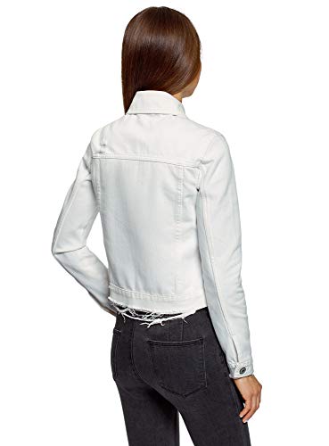 oodji Ultra Mujer Chaqueta Vaquera, Blanco, ES 38 / S