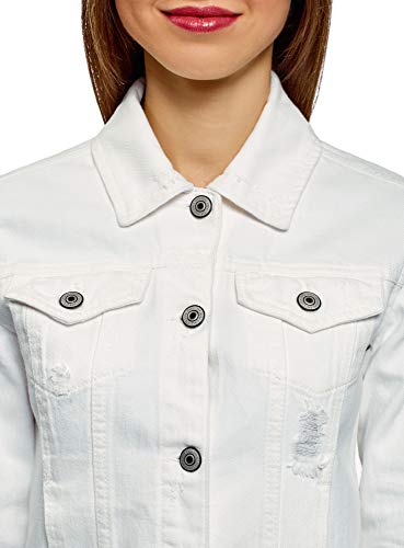 oodji Ultra Mujer Chaqueta Vaquera, Blanco, ES 38 / S