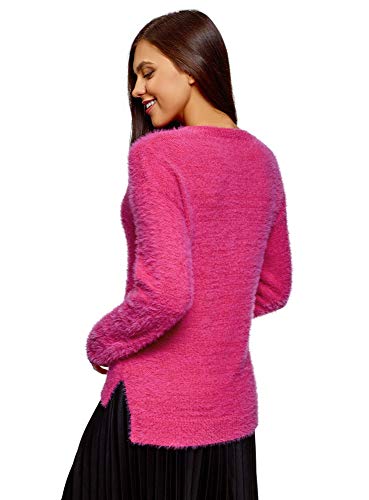 oodji Ultra Mujer Jersey de Punto con Espalda Alargada, Rosa, ES 36 / XS