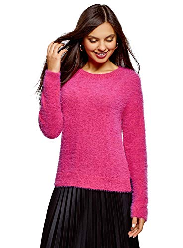 oodji Ultra Mujer Jersey de Punto con Espalda Alargada, Rosa, ES 36 / XS