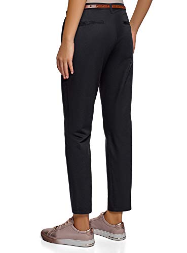 oodji Ultra Mujer Pantalones Chinos Básicos, Negro, ES 44 / XL