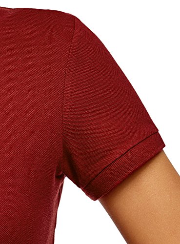 oodji Ultra Mujer Polo Básico de Tejido Piqué, Rojo, ES 34 / XXS