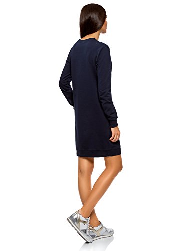 oodji Ultra Mujer Vestido Básico de Estilo Deportivo, Azul, ES 38 / S