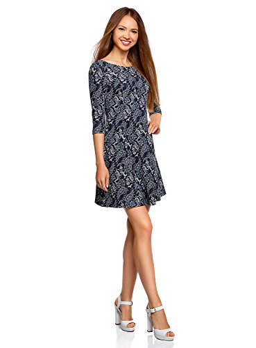 oodji Ultra Mujer Vestido de Punto Básico, Azul, ES 36 / XS