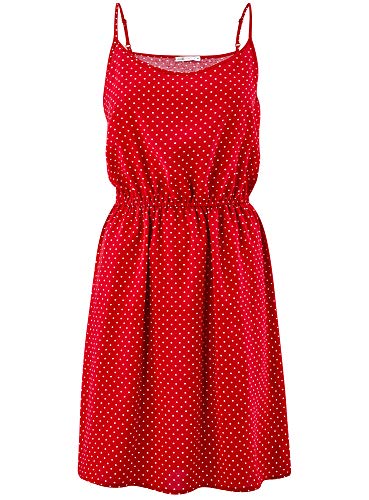 oodji Ultra Mujer Vestido de Verano Básico con Tirantes Finos, Rojo, ES 44 / XL