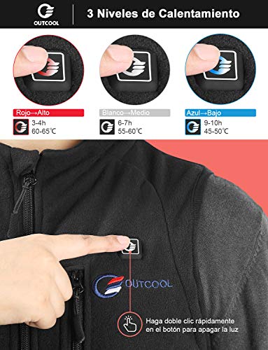 OUTCOOL Chaleco Calefactable Chaleco Térmico con Forro Polar para Mujer Chaleco Cálido de Invierno para Esquí Viajes Pescar Senderismo con Batería Recargable, L