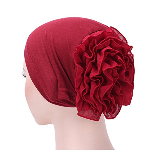 Overdose Cap Mujer Flor MusulmáN Ruffle CáNcer Chemo Sombrero AlgodóN Beanie Bufanda Turbante Head Wrap Casual Mejor Venta Gasa Sombrero