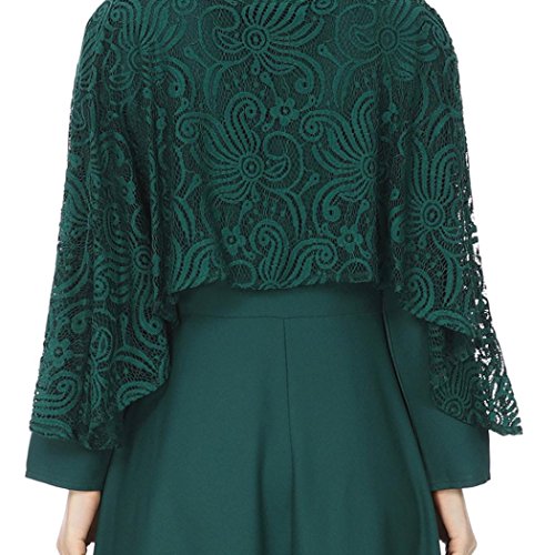 Overdose Vestido Maxi De Encaje Casual Simple Moda MusulmáN Kaftan Abaya Jilbab De Manga Larga para Mujer (XL, Verde)