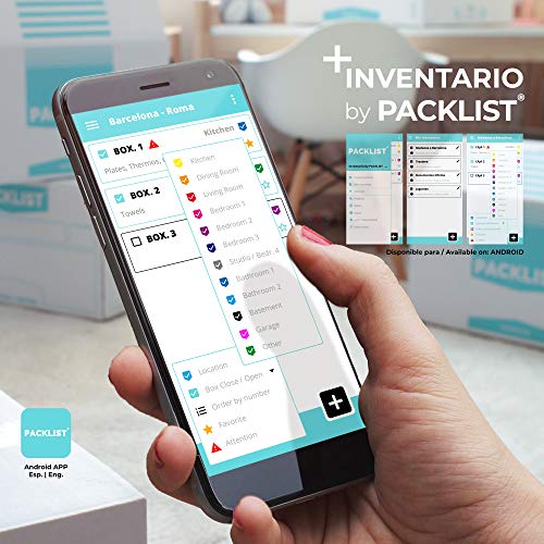 PACKLIST 20 Cajas Cartón Mudanza + APP/PDF Inventario - Cajas de Mudanza Personalizables y Ultra Resistentes 43x30x25cm - Cajas de Cartón de Calidad para Mudanzas - Caja Blanca ECO Certificado FSC