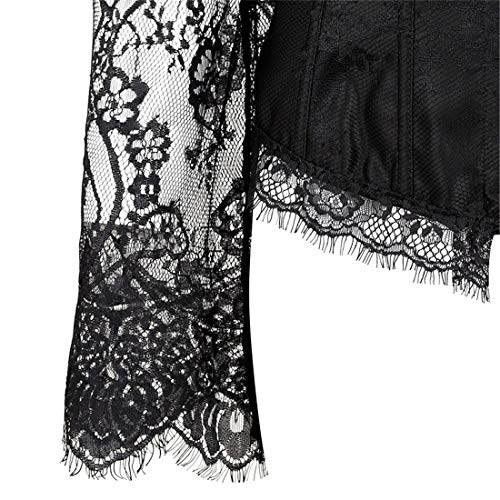 PANOZON Corset Brocado Corpiño Gótico y Clásico de Encaje para Mujer Fiesta de Halloween Novedades (Large, A-Negro)