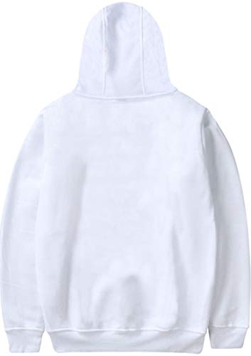 PANOZON Sudadera Billie Eilish Mujer con Capucha Impresa de Logo Hoodie Pull-Over Negra Casual para Chicas Jóvenes Fanes de Billie Eilish (L, Blanco 38)