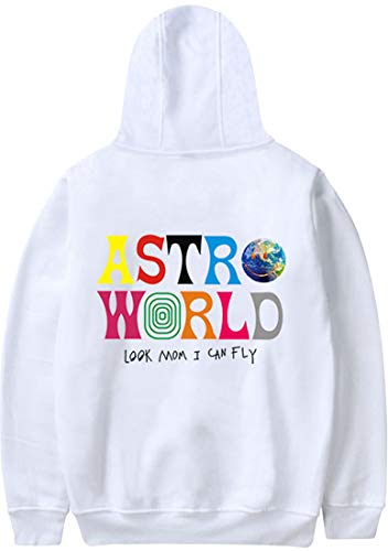 PANOZON Sudadera Hombre Impresión de Travis Scott Astroworld Pull-Over Chaqueta con Capucha Casual Street (M, Blanco 27)