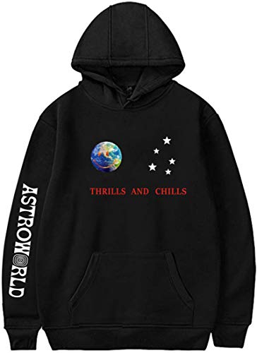 PANOZON Sudadera Mujer Impresión de Travis Scott Astroworld Hoodies con Capucha para Adolescentes Unisex Estilo Casual (M, A-Negro18)