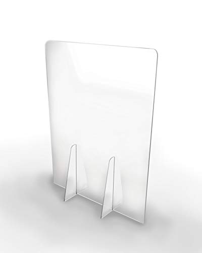 Pantalla Protección Mostrador 50x65cm - PET Policarbonato Transparente 4mm - Mampara para Mostradores ULTRARESISTENTE y ESTABLE - Separador Transparente para Colegios Supermercados Farmacias Tiendas