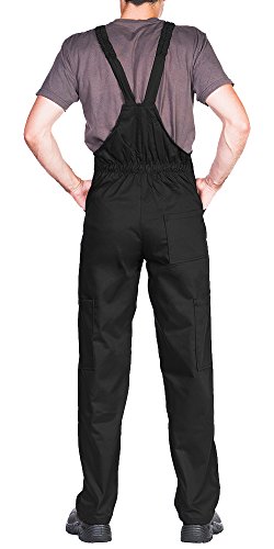 Pantalones con peto de trabajo para hombre, Made in EU, Mono de trabajo, Azur, blanco, rojo, verde, negro (L, Negro)