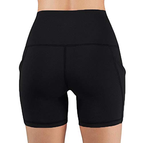 Pantalones Cortos Jogger Leggings Deportivo con Bolsillos Yoga Mujer Mallas Color sólido Respirable Cintura Alta Push Up Control la Barriga Levantamiento de Cadera para Running Training Fitness