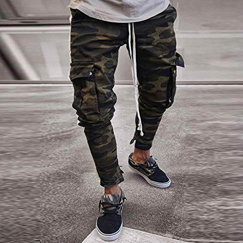 Pantalones de chándal Sueltos Ocasionales de la Aptitud del Deporte de los Hombres de la Moda Que activan Pantalones de Jogging Camuflaje Militar STRIR (M, Camuflaje)