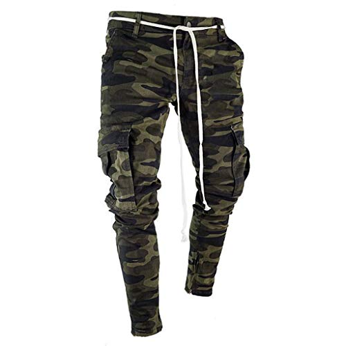 Pantalones de chándal Sueltos Ocasionales de la Aptitud del Deporte de los Hombres de la Moda Que activan Pantalones de Jogging Camuflaje Militar STRIR (M, Camuflaje)