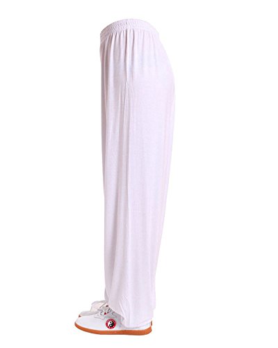 Pantalones De Yoga Pretina Elástico Pantalones Bombachos De Fitness Unisex Blanco 2XL