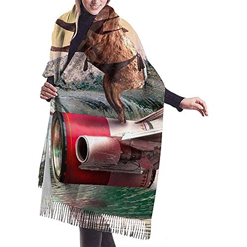 Pañuelos,Bufanda De Cachemir,Invierno Larga Mantón,Pashminas Para Mujer,Divertido Cohete De Surf De Cabra Con Gafas,Bufandas,Envolturas,Mujeres,Hombres,Cálida Pashmina,Suave Manta De Bufanda