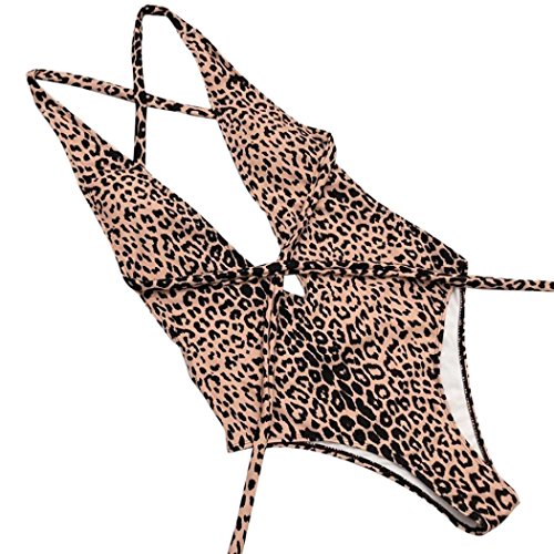 PAOLIAN Trajes de una Pieza Bikini Enteros Sexy Mujer Verano 2018 Ropa de Playa Bañador Espalda Nadador Cruz de Ropa Impreso Leopardo Heuco Traje de Baño Ropa Interior erótica (S, Multicolor)