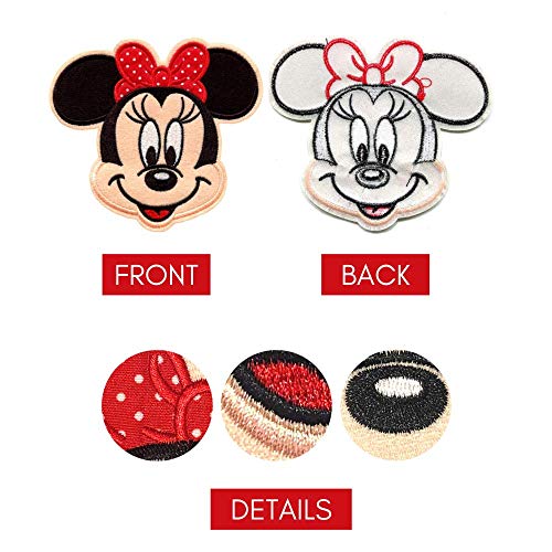 Parche Termoadhesivo Minnie Grande - 14.9 x 13.1 cm - Parche para Ropa Infantil Decorativo Bordado Dibujos Animados Animal Mouse Vestidos Niñas Apliques para Coser Aplicaciones Termoadhesivas Chica