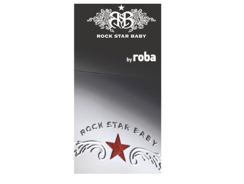 Parque de madera maciza lacada en blanco Roba, diseño 'Rock Star Baby', parque infantil de 75x100 cm, segura superficie de juegos con suelo y protector lateral acolchado, ruedas incluidas.