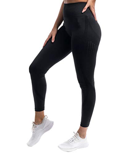 Pau1Hami1ton Talle Alto Camuflaje Sin Costura Leggins para Mujer Gimnasio Capri Mallas Pantalones de Yoga Niñas Fitness Leggings Deportivos GP-18A(Black,M)