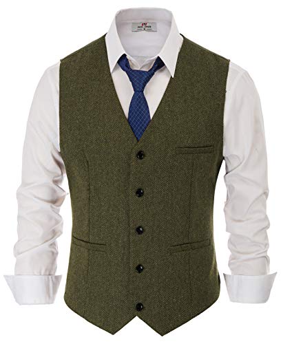 PaulJones Chaleco Formal de Vestir sin Mangas con Cinturón Ajustables Espalda para Hombre S PJ86 1#