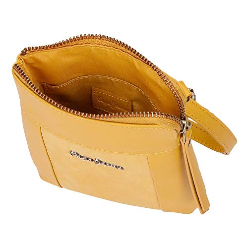 Pepe Jeans Double Bandolera Pequeña Amarillo 13x16,5x1,5 cms Piel