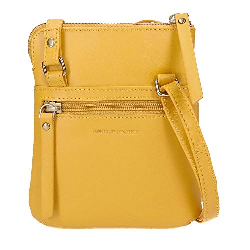 Pepe Jeans Double Bandolera Pequeña Amarillo 13x16,5x1,5 cms Piel