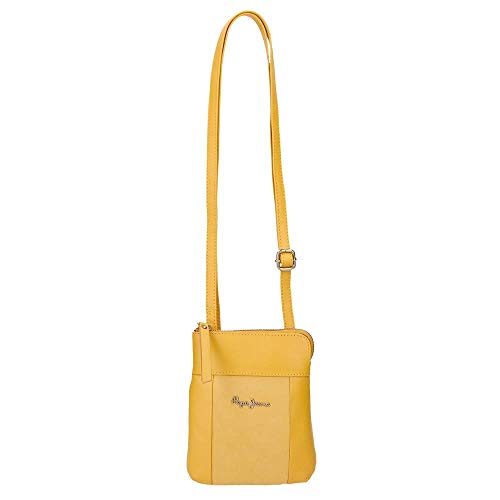 Pepe Jeans Double Bandolera Pequeña Amarillo 13x16,5x1,5 cms Piel