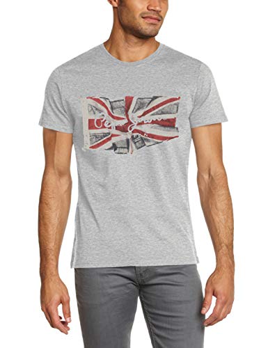 Pepe Jeans Flag Logo Camiseta, Gris (Grey Marl 933), X-Large para Hombre