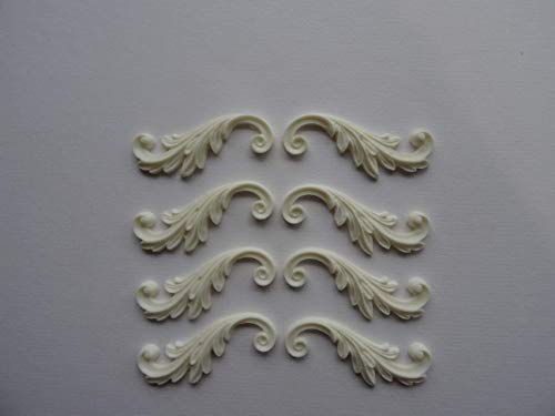 Pergaminos decorativos x 8 apliques onlay muebles molduras O47AX8 (blanco roto), 6 cm x 2,5 cm x 5 mm por moldura