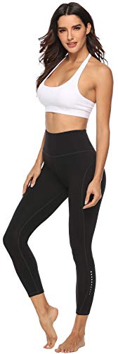 Persit Mallas de Deporte de Mujer, Leggins Deportivos Mujer Push Up Mallas Yoga Running Pantalon Deporte Negro - XS