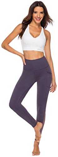 Persit Mallas de Deporte de Mujer, Yoga Leggins Deportivos Mujer Push Up Running Pantalon Deporte Violeta - M