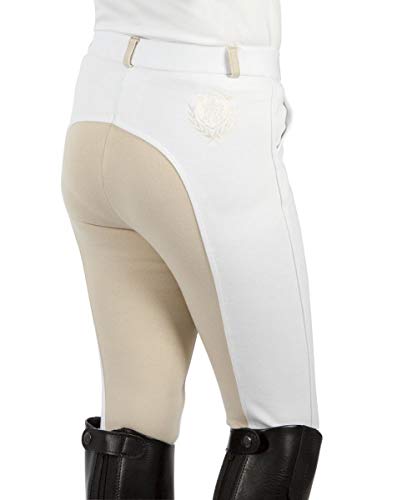 PFIFF Elisa - Pantalones de equitación para niños Blanco weiß-Beige Talla:176