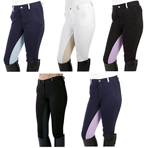 PFIFF Pantalones de equitación Infantiles Elisa, con Inserto de Tela, Aspecto Moderno de Dos Colores, Muy Suave, Negro, 116