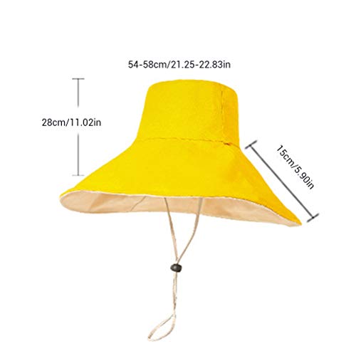 Phayee Sombrero de Pescador de ala Ancha Sol Plegable de Verano para Mujer Sombrero Anti-UV Sombrero de Playa para Mujer Sombrero de Verano con ala Ancha y cordón antitanque