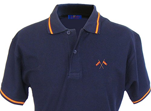 Pi2010 - Polo Hombre Marino con Bordado Bandera de España en Pecho, Marino, 100% algodón, Talla XL