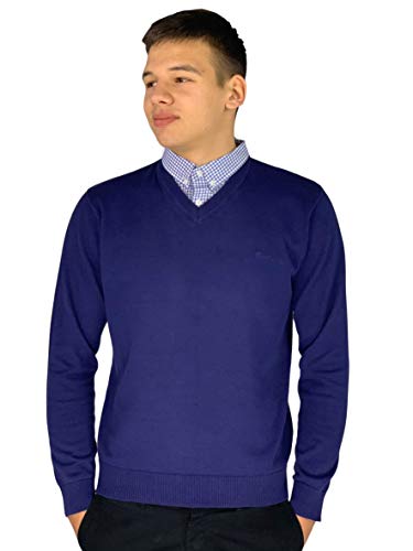 Pierre Cardin - Jersey de punto con cuello en V para hombre azul cobalto XXL