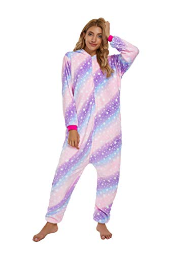 Pijama unisex para adultos, unicornio, tigre, mono, zorro de lión, animales, cosplay, Halloween, carnaval, disfraz, ropa de salón X-sky Galaxy Purple - Teléfono móvil, color morado 7-8 Años