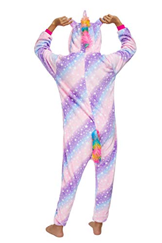 Pijama unisex para adultos, unicornio, tigre, mono, zorro de lión, animales, cosplay, Halloween, carnaval, disfraz, ropa de salón X-sky Galaxy Purple - Teléfono móvil, color morado 7-8 Años