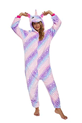 Pijama unisex para adultos, unicornio, tigre, mono, zorro de lión, animales, cosplay, Halloween, carnaval, disfraz, ropa de salón X-sky Galaxy Purple - Teléfono móvil, color morado 7-8 Años