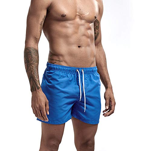 Playa Shorts Pantalones Corto,Deporte De Hombres Ejecutando Playa Azul Pantalón Corto De Placa Nadar Tronco Pantalones De Secado Rápido Macho De Bolsillo con Trajes De Baño, Pantalones Cortos D