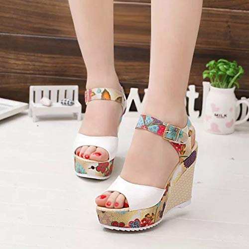 POLP Sandalias Mujer Verano Sandalias de Vestir Plataforma tacón Alto de Playa para Mujer,Casual Zapatos de Baño Verano Peep Toe Sandalias Mujer Cuña 35-39