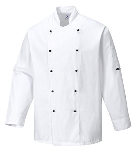 Portwest C834WHRXXL Chaqueta de Chef, Somerset, XXL, Blanco (White)